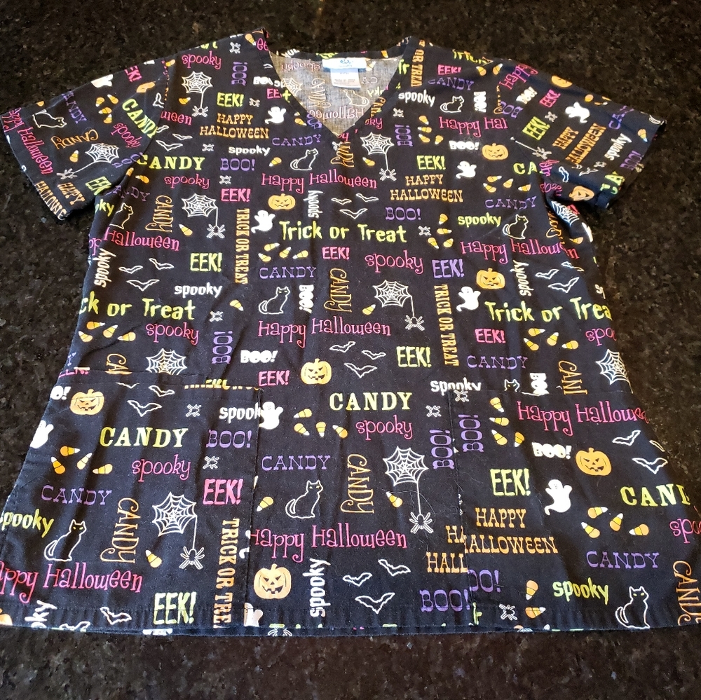 SB Scrubs Women's Scrub Top Size Small Halloween